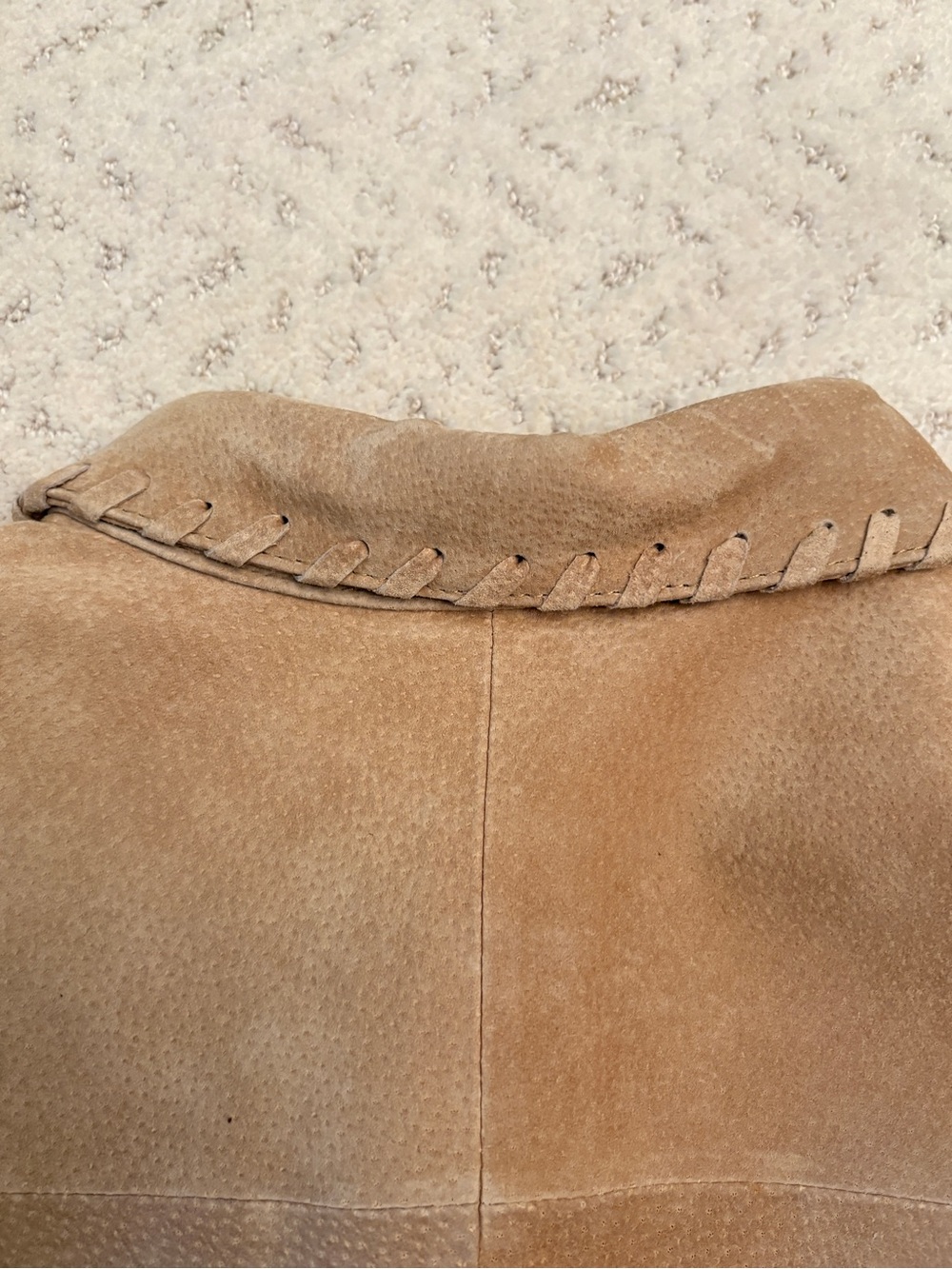 Genuine Leather Suede Shacket Jacket NEW With Flaw Size L Tan Washable - Picture 13 of 13